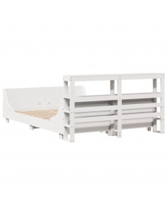 Letto senza Materasso Bianco 150x200 cm Legno Massello di Pino 2