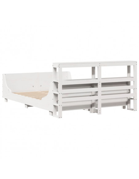 Letto senza Materasso Bianco 150x200 cm Legno Massello di Pino