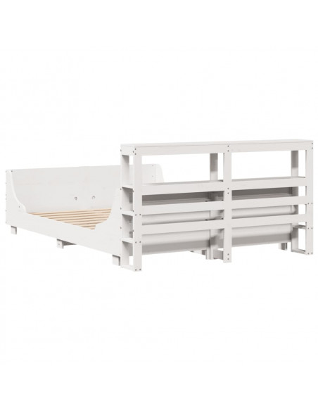 Letto senza Materasso Bianco 160x200 cm Legno Massello di Pino