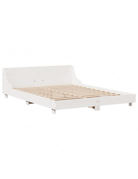 Letto senza Materasso Bianco 160x200 cm Legno Massello di Pino