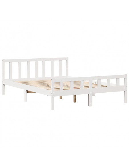 Letto senza Materasso Bianco 160x200 cm Legno Massello di Pino