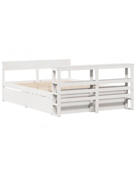 Letto senza Materasso Bianco 160x200 cm Legno Massello di Pino