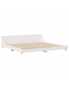 Letto senza Materasso Bianco 180x200 cm Legno Massello di Pino