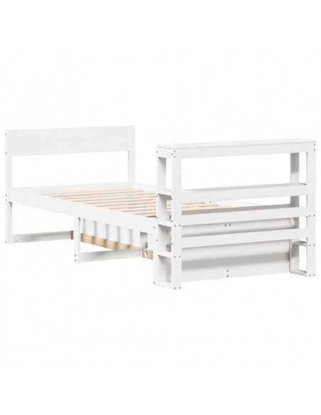 Letto senza Materasso Bianco 75x190 in Legno Massello di Pino