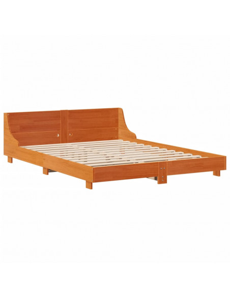 Letto senza Materasso Marrone Cera 120x190 cm in Legno di Pino