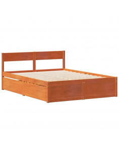 Letto senza Materasso Marrone Cera 135x190 cm in Legno di Pino