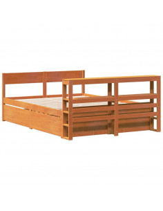 Letto senza Materasso Marrone Cera 140x190 cm in Legno di Pino 2