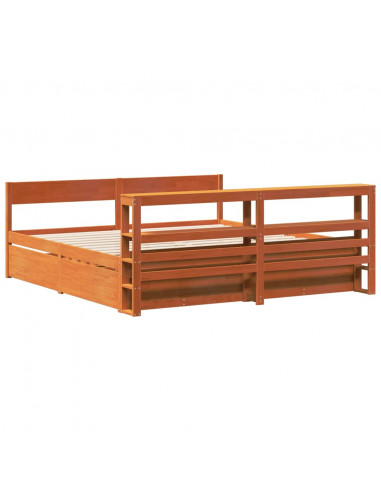 Letto senza Materasso Marrone Cera 180x200 cm in Legno di Pino