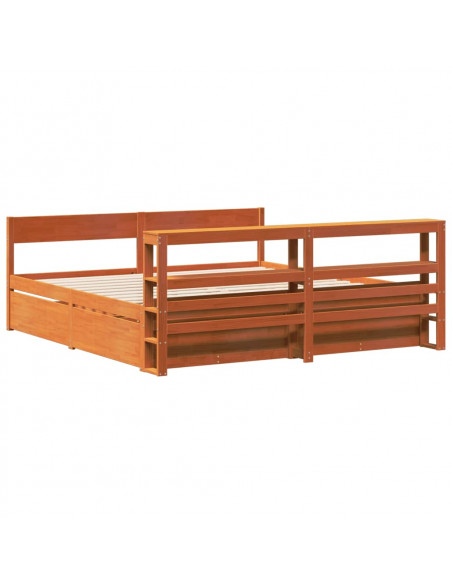 Letto senza Materasso Marrone Cera 180x200 cm in Legno di Pino