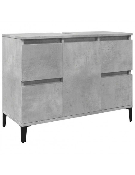 Set Mobili da Bagno 3 pz Grigio Cemento in Legno Multistrato