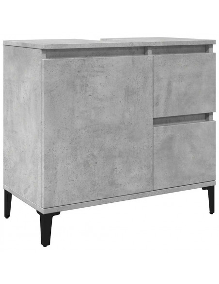 Set Mobili da Bagno 3 pz Grigio Cemento in Legno Multistrato