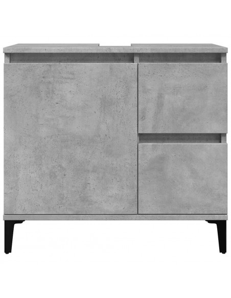 Set Mobili da Bagno 3 pz Grigio Cemento in Legno Multistrato