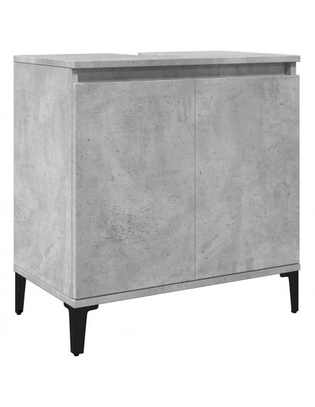 Set Mobili da Bagno 3 pz Grigio Cemento in Legno Multistrato
