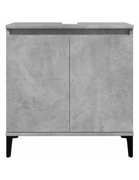 Set Mobili da Bagno 3 pz Grigio Cemento in Legno Multistrato