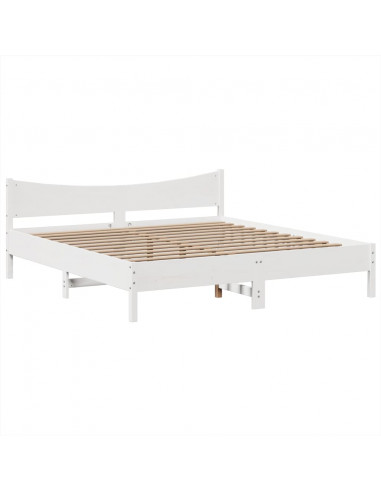 Giroletto senza Materasso Bianco 180x200 cm Legno Massello Pino