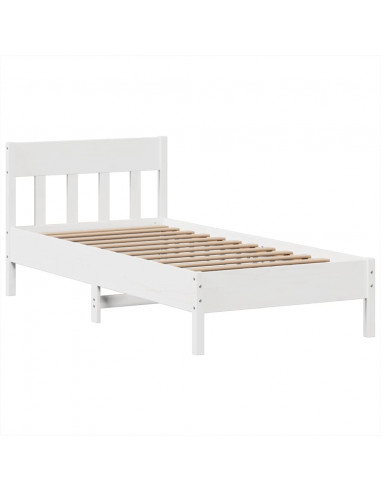 Giroletto senza Materasso Bianco 75x190 Legno Massello di Pino