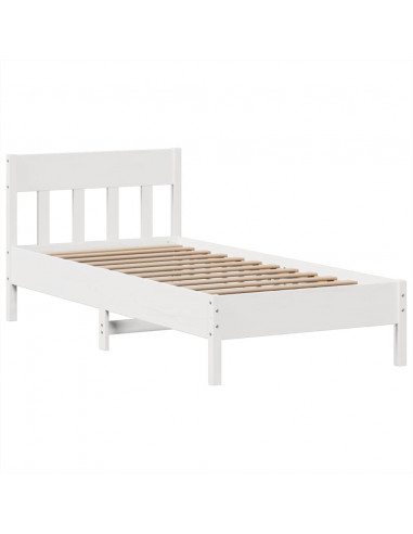 Giroletto senza Materasso Bianco 90x200 cm Legno Massello Pino