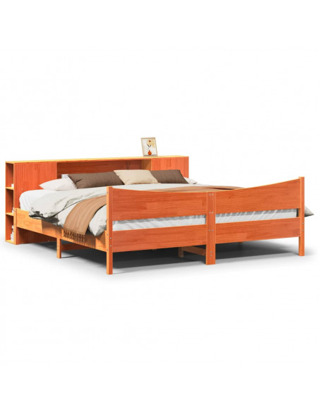 Giroletto senza Materasso Marrone Cera 200x200 cm Legno di Pino