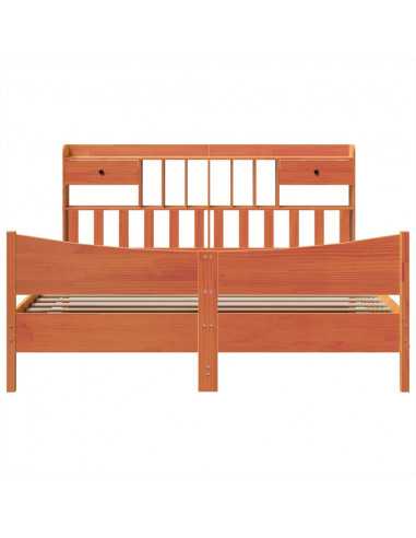 Giroletto senza Materasso Marrone Cera 200x200 cm Legno di Pino