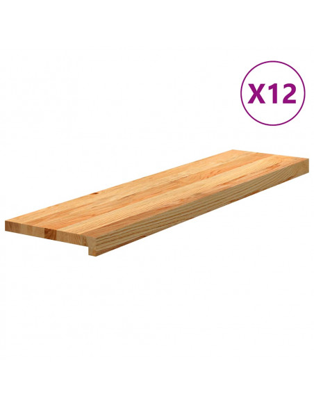 Gradini 12 pz Marrone Chiaro 100x30x2 cm Legno Massello Rovere