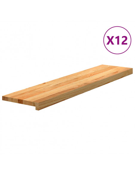 Gradini 12 pz Marrone Chiaro 110x25x2 cm Legno Massello Rovere