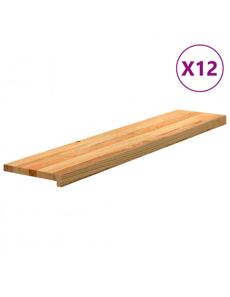 Gradini 12 pz Marrone Chiaro 120x30x2 cm Legno Massello Rovere