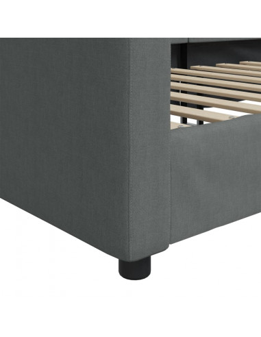 Letto da Giorno Grigio 90x200 cm in Tessuto