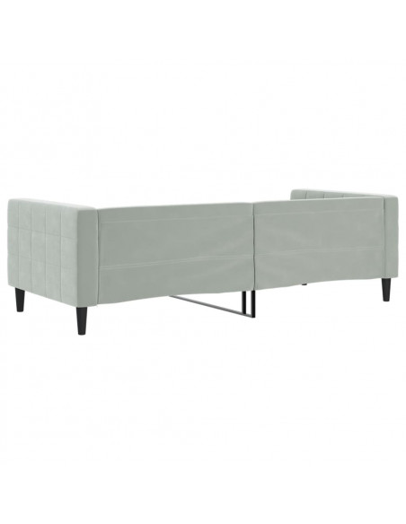 Letto da Giorno Grigio Chiaro 90x190 cm in Velluto