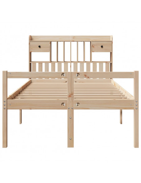 Letto Libreria senza Materasso 135x190 cm in Legno di Pino