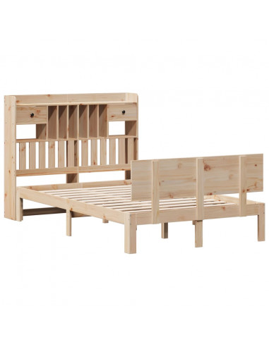 Letto Libreria senza Materasso 135x190 cm in Legno di Pino