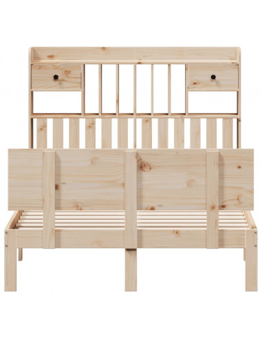 Letto Libreria senza Materasso 135x190 cm in Legno di Pino