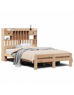 Letto Libreria senza Materasso 135x190 cm in Legno di Pino