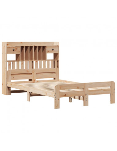 Letto Libreria senza Materasso 135x190 cm in Legno di Pino