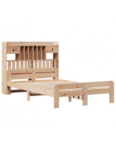 Letto Libreria senza Materasso 135x190 cm in Legno di Pino