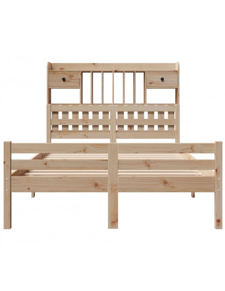 Letto Libreria senza Materasso 135x190 cm in Legno di Pino