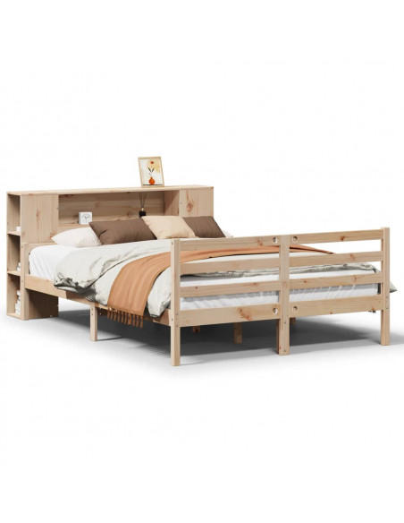 Letto Libreria senza Materasso 135x190 cm in Legno di Pino