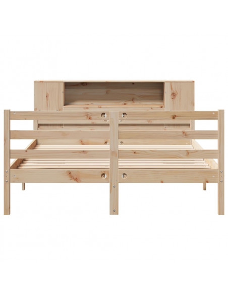 Letto Libreria senza Materasso 135x190 cm in Legno di Pino