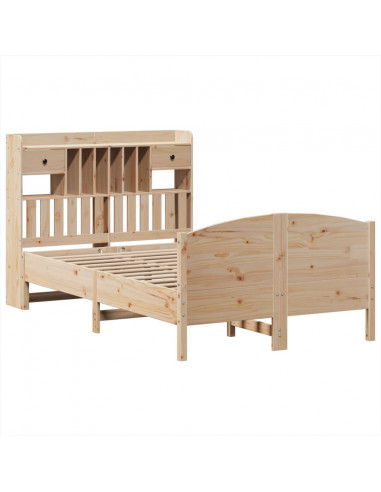 Letto Libreria senza Materasso 135x190 cm in Legno di Pino