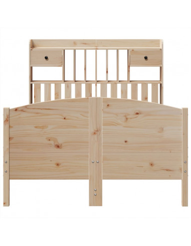 Letto Libreria senza Materasso 135x190 cm in Legno di Pino