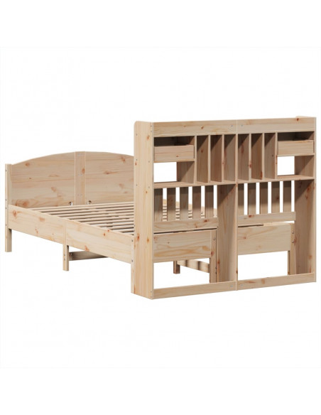 Letto Libreria senza Materasso 135x190 cm in Legno di Pino