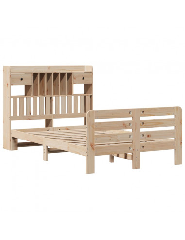 Letto Libreria senza Materasso 135x190 cm in Legno di Pino
