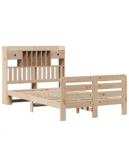 Letto Libreria senza Materasso 135x190 cm in Legno di Pino