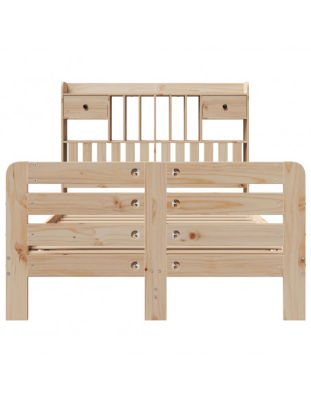 Letto Libreria senza Materasso 135x190 cm in Legno di Pino