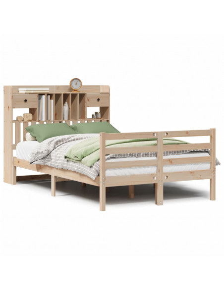 Letto Libreria senza Materasso 135x190 cm in Legno di Pino