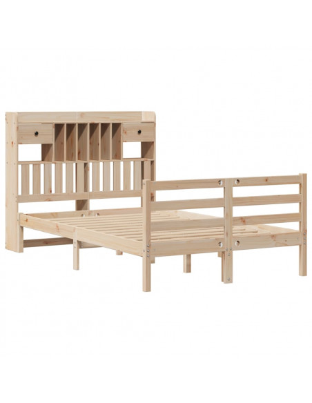 Letto Libreria senza Materasso 135x190 cm in Legno di Pino