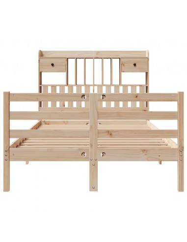 Letto Libreria senza Materasso 135x190 cm in Legno di Pino