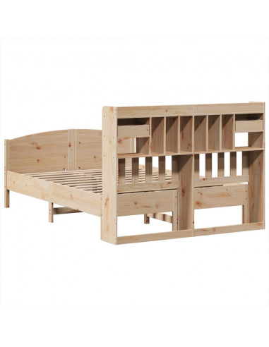 Letto Libreria senza Materasso 140x190 cm in Legno di Pino