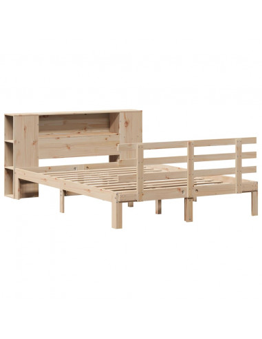 Letto Libreria senza Materasso 140x190 cm in Legno di Pino
