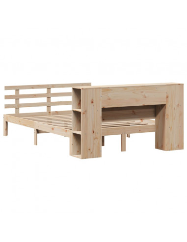 Letto Libreria senza Materasso 140x190 cm in Legno di Pino