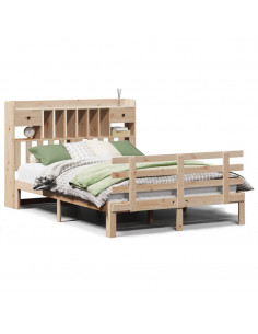 Letto Libreria senza Materasso 140x190 cm in Legno di Pino
